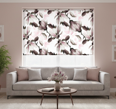 Rolgordijn woonkamer glamour stijl bloemenvariant - TenStickers