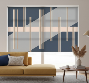 Rolgordijn woonkamer grijs abstract mid-century stijl - TenStickers