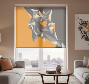 Rolgordijn woonkamer grijze en oranje abstracte vormen - TenStickers