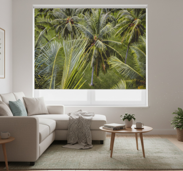 Rolgordijn woonkamer groen palmboombos landschap - TenStickers
