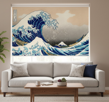 Rolgordijn woonkamer hokusai golf fotobehang - TenStickers