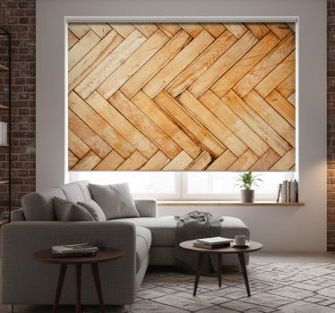 Rolgordijn woonkamer houten blokken industrieel stijl - TenStickers