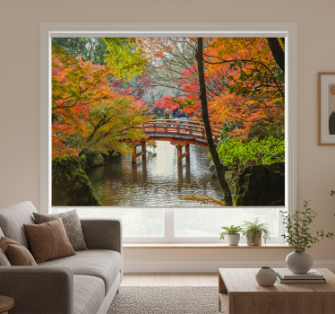 Rolgordijn woonkamer japanse tuin bos - TenStickers