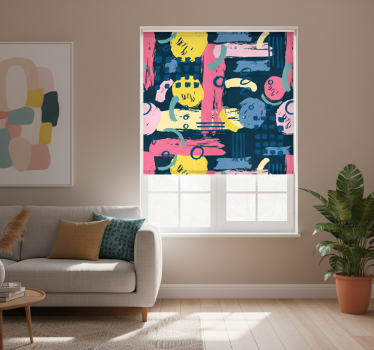 Rolgordijn woonkamer kleurrijk abstract - TenStickers