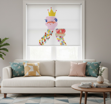Rolgordijn woonkamer kleurrijke struisvogels artistiek - TenStickers