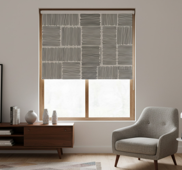 Rolgordijn woonkamer lijnen zwart en wit mid-century stijl - TenStickers
