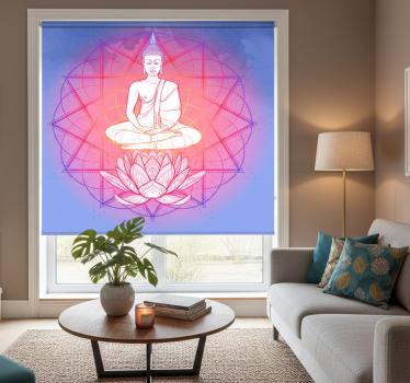 Rolgordijn woonkamer mandala boeddha mediterend - TenStickers
