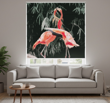 Rolgordijn woonkamer met prachtige flamingo's - TenStickers