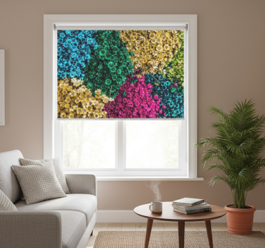 Rolgordijn woonkamer met regenboogmadeliefjes - TenStickers
