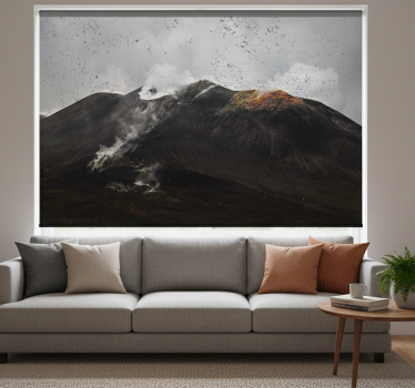 Rolgordijn woonkamer mistige etna landschap - TenStickers