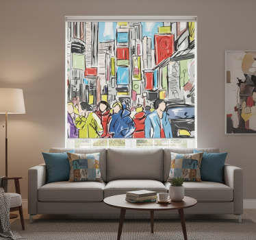 Rolgordijn woonkamer moderne new yorkse personen - TenStickers