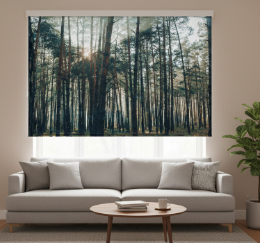 Rolgordijn woonkamer mooi dennenbos ontwerp - TenStickers