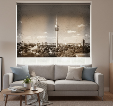 Rolgordijn woonkamer munich olympiapark skyline - TenStickers