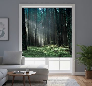 Rolgordijn woonkamer "nature" blauw nevelwoud - TenStickers