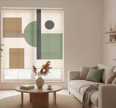 Rolgordijn woonkamer natuurlijke kleuren geometrische kunst - TenStickers