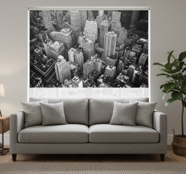 Rolgordijn woonkamer new york luchtfoto zwart wit - TenStickers