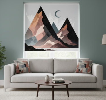 Rolgordijn woonkamer nordic geometrische bergen - TenStickers