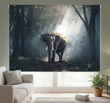 Rolgordijn woonkamer olifant in het bos - TenStickers