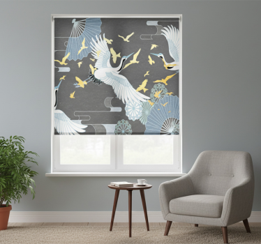 Rolgordijn woonkamer oriental bird - TenStickers