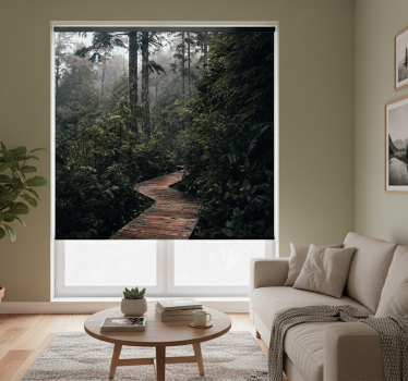 Rolgordijn woonkamer pad in het bos - TenStickers