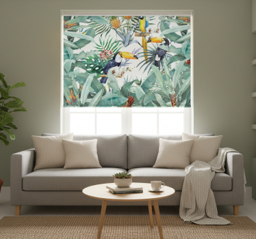 Rolgordijn woonkamer painted jungle - TenStickers