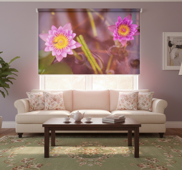Rolgordijn woonkamer pink/paarse lotus - TenStickers