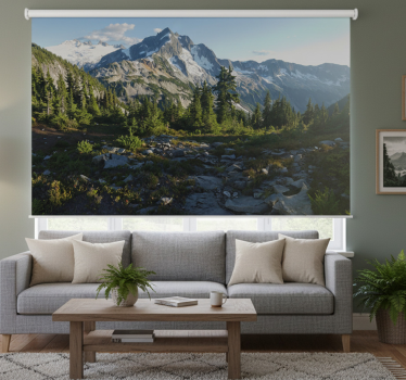 Rolgordijn woonkamer prachtig berglandschap - TenStickers