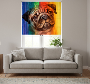 Rolgordijn woonkamer rainbow pug - TenStickers