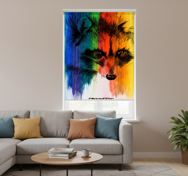 Rolgordijn woonkamer rainbow raccoon - TenStickers