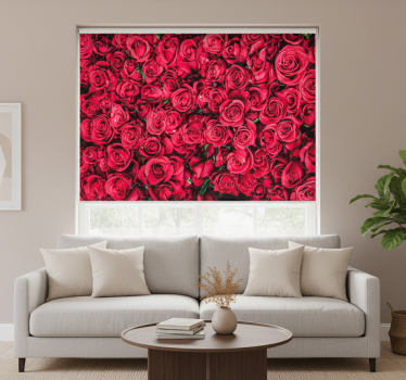 Rolgordijn woonkamer rode bloemen met textuur achtergrond - TenStickers