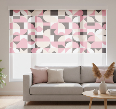 Rolgordijn woonkamer roze geometrische nordic figuren - TenStickers