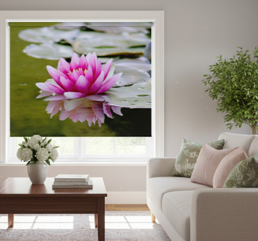 Rolgordijn woonkamer roze zen lotusbloem - TenStickers