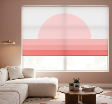 Rolgordijn woonkamer roze zonsondergang jaren 70 - TenStickers