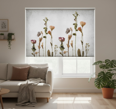 Rolgordijn woonkamer scandinavische stijl droogbloemen - TenStickers