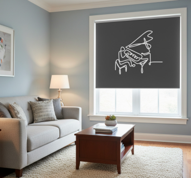 Rolgordijn woonkamer schattig ontwerp pianist lijntekening - TenStickers
