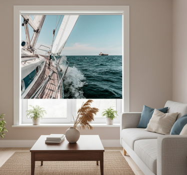 Rolgordijn woonkamer sea jacht 3d effect - TenStickers