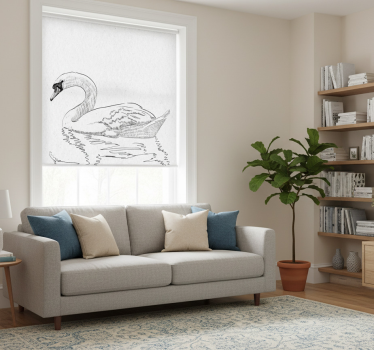 Rolgordijn woonkamer sketch zwaan - TenStickers