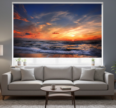 Rolgordijn woonkamer sunset zeegezicht - TenStickers