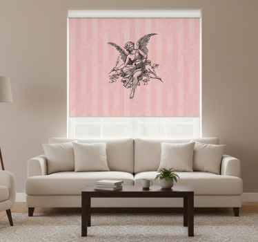 Rolgordijn woonkamer toile de jouy patroon design - TenStickers
