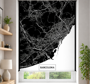 Rolgordijn woonkamer topografische kaart barcelona - TenStickers