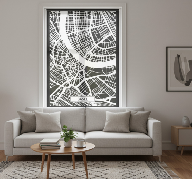 Rolgordijn woonkamer topografische kaart basel - TenStickers