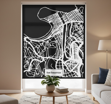 Rolgordijn woonkamer topografische kaart san sebastián - TenStickers
