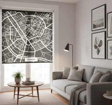 Rolgordijn woonkamer topografische kaart valencia - TenStickers