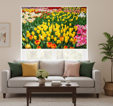 Rolgordijn woonkamer tulpen - TenStickers