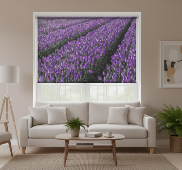 Rolgordijn woonkamer tulpenlijn veld - TenStickers