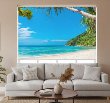Rolgordijn woonkamer uitzicht op de caribische zee - TenStickers