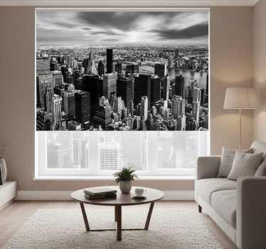 Rolgordijn woonkamer urban skyline panorama - TenStickers