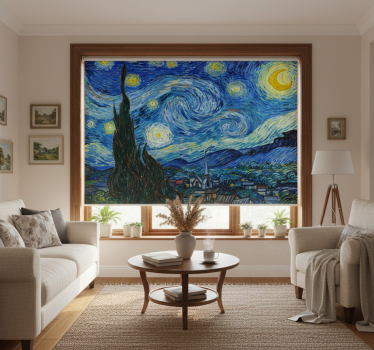 Rolgordijn woonkamer van goghs sterrennacht - TenStickers