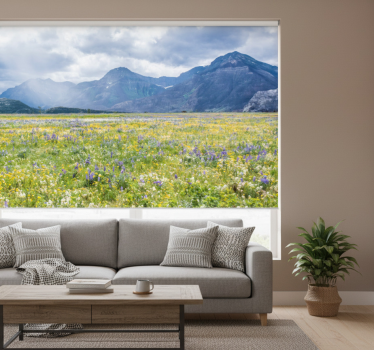 Rolgordijn woonkamer veld met kleine bloemen - TenStickers