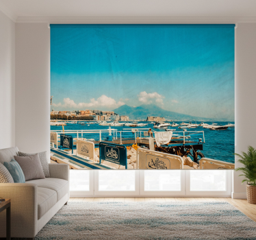 Rolgordijn woonkamer vesuvius aan zee napels landschap - TenStickers